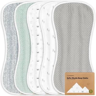 5-Pack Muslin Burp Cloths Baby Boy, Girl, Soft Absorbent Rags (Nordic) | Baby Burp Cloth Rags, 8-Layers Viscose Derived from Bamboo Cotton Muslin Towel, Super Soft Spit Up Rags, No Shrink Washcloths