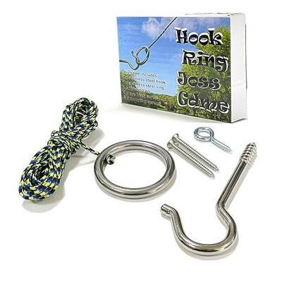 Hook and Ring Toss Game Swing Game DIY Kit -Stainless Steel Ring, Polyester Rope and Hardware (1)