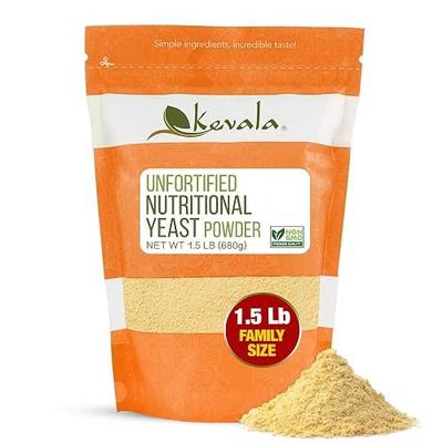Kevala Nutritional Yeast - 1.5 lb, Unfortified Powder for Vegan Cooking | Product of USA, Premium Seasoning with a Cheesy Flavor, Dry Yeast With No Added Salt for Everyday Vegan Food Nutrition