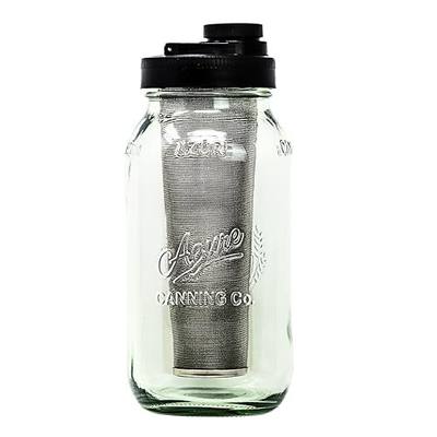 Brewing America Mason Jar Cold Brew Coffee Maker Infuser: Made in USA Wide Mouth Mason Jar with Screw Top Pour and Drinking Lid, Stainless Steel Filter - Coffee, Tea, Alcohol - 2 Quart 64 oz Black Lid