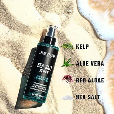 Viking Revolution Sea Salt Spray for Men - Hair Texturizing Spray with Kelp, Aloe Vera and Red Algae Extract - Surf Sprays to Add Volume and Texture for Men and Women Beach Hair - 8.8oz