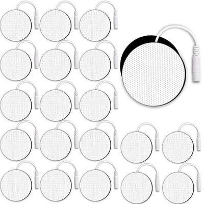 SM Electrodes TENS Unit Electrode Pads 2x2" Round 20Pcs Reusable 50 Uses, 2mm Pin Replacement Pads, Latex-Free Hydrogel, CE&RoHS Certified, Compatible AUVON, TENS 7000, Etekcity