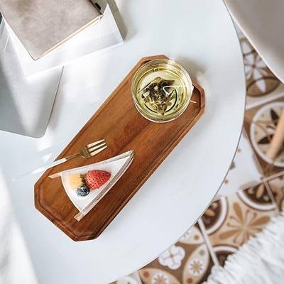 1 Pcs 11.8in Wooden Serving Tray, Zimso Octagonal Rectangular Small Tea Tray for Coffee Dessert Party Cookie Fruit Snacks