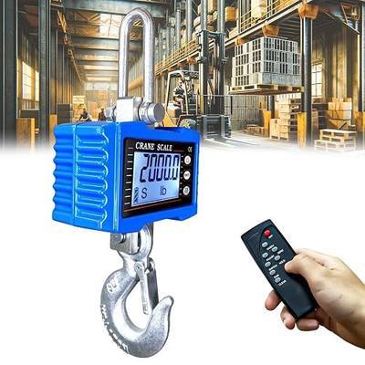 Digital Crane Scale, 2200 lb/1000 kg with Remote Control, Blue | 0.4 lb readability, backlit LCD, data hold, wide shackle and hook openings for farming, hunting, warehouses and construction