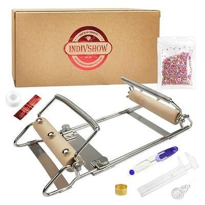 INDIVSHOW Adjustable Bead Loom,Seed Bead Loom Kit Includes Thread,Beading Needles, 8000 Grains Czech Beads,Calipers, Thimble,Yarn Scissors for Adults Kit,Bracelet Making Kit