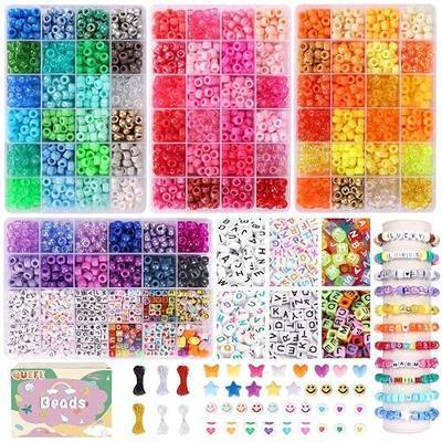 QUEFE 4900pcs Pony Beads Kandi Bracelet Kit, Friendship Bracelet Making Kit with 84 Colors Kandi Beads, Hair Beads and Letter Heart for Craft Gifts Bracelets Jewelry Making with Elastic Strings