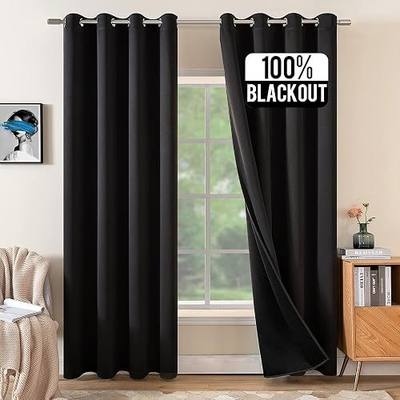 MIULEE 100% Blackout Curtains 96 Inches Long for Bedroom/Living Room 1 Layer Grommet Window Drapes for Complete Room Darkening Light Blocking and Thermal Insulated 2 Panels 52 x 96 Inch Black