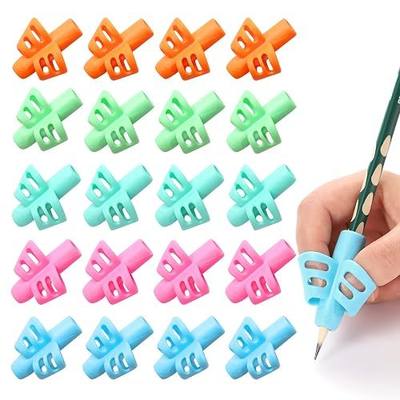 KIGEAPUEL 20 Pcs Pencil Grips for Kids Handwriting Ergonomic Training Pencil Holder Writing Tool for Toddlers, Preschoolers, Children Special Needs Colorful School Supplies(2 Fingers)