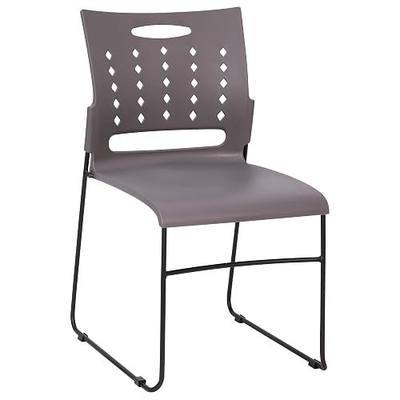 Flash Furniture Hercules Stack Chair with Air-Vent Back, Gray | Sled Base, 881 LBS. Weight Capacity