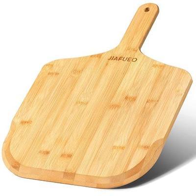 Pizza Peel 12 inch, Bamboo Pizza Paddle Spatula - Wooden Serving Board, Oven Accessory for Baking Homemade, Wood Cutting Board for Cheese Bread Fruit Vegetables