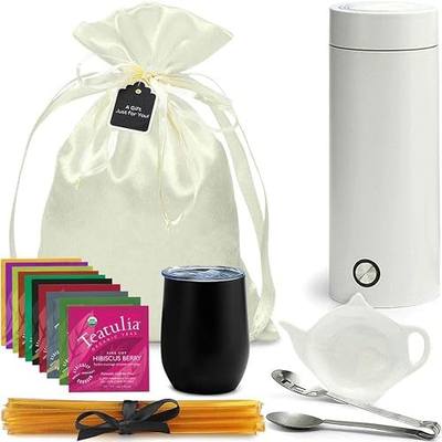 Organic Tea Gift Set with Portable Kettle (25 Piece) Tea Lovers Basket for Women or Men | Birthday Present (Christmas Xmas Mom Mother Teacher Co-Worker)