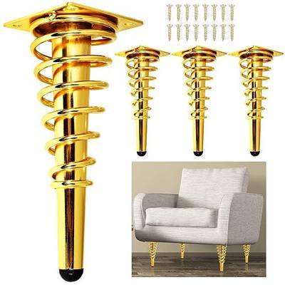 Wlrrcwdttc Gold Metal Furniture Legs 8 inches, Couch Legs Mid Century Modern Sofa Replacement Legs for Dresser/Cabinet/Bed/Ottoman/TV Stand/Table/Chair - Heavy Duty Gold Legs for Furniture Set of 4