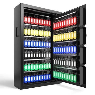 XDeer 122-Keys Key Lock Box Wall Mount with Advanced Anti-Theft Key Slot | LED Light, Key Cabinet with Combo and Key Lock, Key Safe for Hotels & Office & Companies & Car Dealerships 1PCS