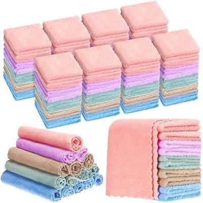 Handepo 100 Pack Baby Washcloths Bulk 10 x 10 Inch Microfiber Coral Fleece Baby Face Towels Absorbent and Soft Wash Cloths for Newborns Infants and Toddlers(Colorful)