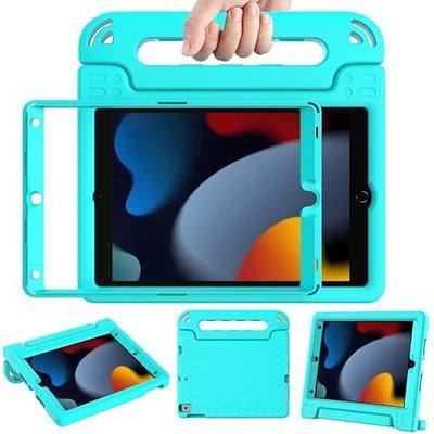 LTROP Case for iPad 9th/8th/7th Generation (2021/2020/2019) with Built-in Screen Protector, Shockproof Convertible Handle Stand Case for iPad 9/8/7 Gen, Teal
