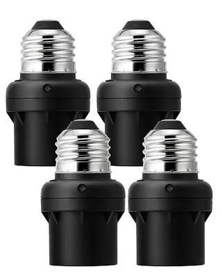 DEWENWILS 4 Pack Light Sensor Socket, E26/E27 Dusk to Dawn Sensor Socket | Compatible with Incandescent/CFL/LED/Halogen Bulbs, Bulb Adapter for Outdoor, Hallway, Black, ETL Listed