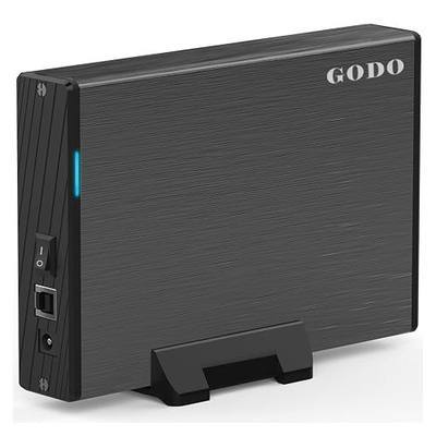 GODO USB 3.0 to 3.5 Inch Hard Drive Enclosure, Vertical External Hard Drive Docking with Stand for 3.5 inch SATA HDD SSD, Aluminum Alloy Drive Case Support Up to 24TB with UASP,Power Adapter