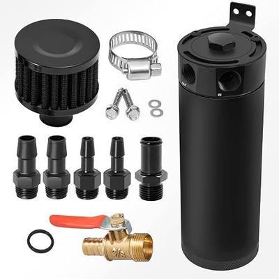 Universal 2 Port Aluminum 750ml Baffled Oil Catch Can Reservoir Tank with Breather Filter and Drain Valve