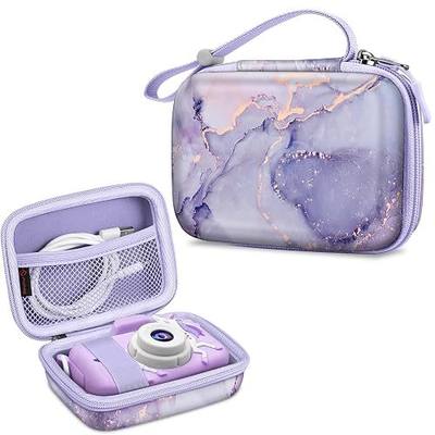 FINTIE Kids Camera Case For Goopow/Seckton/Dylanto/Mgaolo Digital Toys | Fits Masterbee/Cimelr/Desuccus Digital Camera Toys, Children Carrying Bag, For Birthday Christmas, Lilac Marble