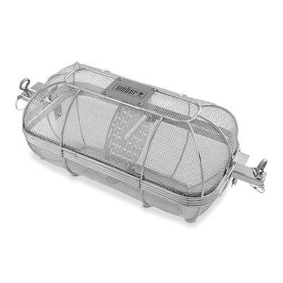 Weber Crafted Rotisserie Crisping Basket – Stainless‑Steel Rotisserie Basket with Removable Divider for Even Crisping, Grill Accessory