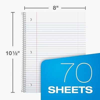 Oxford Spiral Notebooks, 18 Count Bulk Pack, 1 Subject, College Ruled Notebooks for School, 8 x 10.5 Inches, 70 Sheets, Assorted Colors, Back to School Supplies (65206)