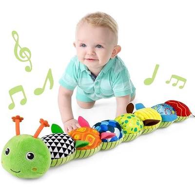 LIGHTDESIRE Baby Toys Musical Caterpillar Infant Toys Plush Stuffed Animals | Sensory Toys with Crinkle and Rattle Baby Teething Toys for Tummy Time Newborn Boys Girls 0 3 6 12 Months Shower Gifts(Green)
