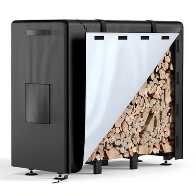 Firewood Rack Outdoor with Cover, 4FT Indoor Wood Rack for Firewood | Waterproof Fire Wood Holder Outside, Adjustable Heavy Duty Logs Stand Stacker Holder for Fireplace Patio Deck, Black