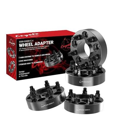 Wheel Accessories Parts 4 Pcs Hub Centric Wheel Spacers Adapters 5x5 5x127 1.50 Inch Thick 71.5mm Hub 1/2" Thread Stud Fits Jeep Commander | Grand Cherokee | Wrangler