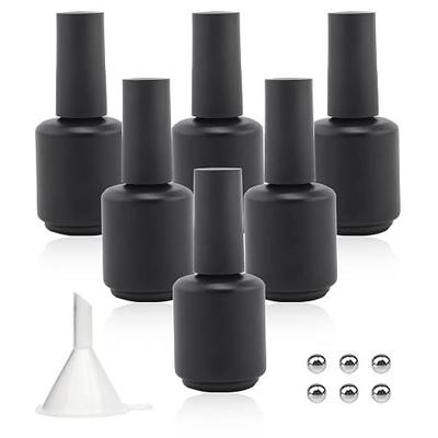 6-Pack 15ML Matte Black Empty Nail Polish Bottles with Brush, Mixing Balls & Funnel - Perfect for DIY Nail Polish, Travel & Storing Liquids