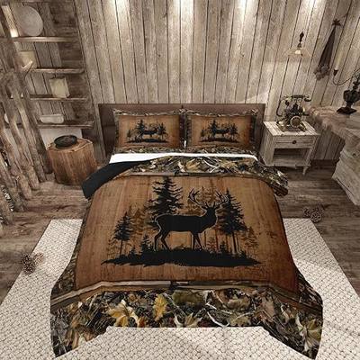 Feelyou Deer Comforter Set All Season Deer Hunting Bedding Set with 1