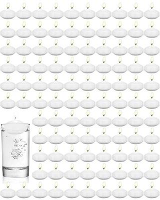 Treela 80 Pcs 1.73 Inch Unscented Floating Candles, Dripless Tealight Candles with 5 Hours Long Burning for Wedding Vases Centerpieces, Party Home Decorations(White)