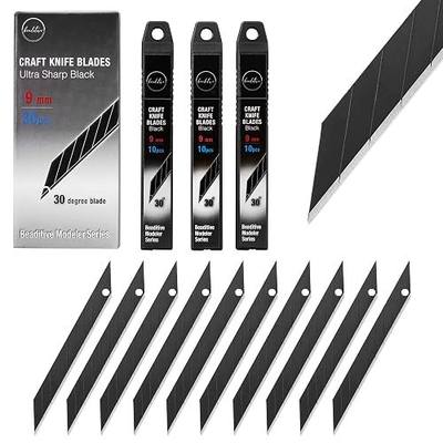 Beaditive Detail Craft Knife Blades (30 pcs) - 30 Degree Snap-Off Utility Knife Blade - Art, Craft, Model Making (Ultra Sharp Black)
