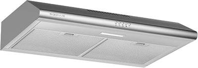 30 inch Stainless Steel Under Cabinet Range Hood, Slim Kitchen Vent Hood Ducted/Ductless Convertible with 3 Speed Controls, 5-Layer Aluminum Filters,LED Lights (Silver)