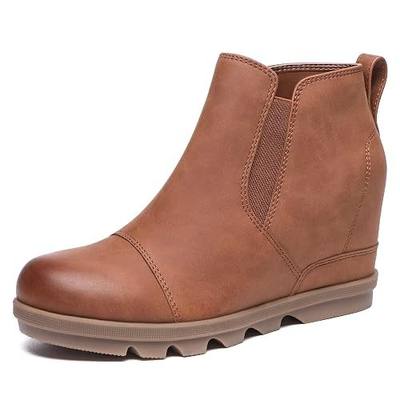 Athlefit Women's Wedge Ankle Boots Comfortable Slip On Wedge Booties