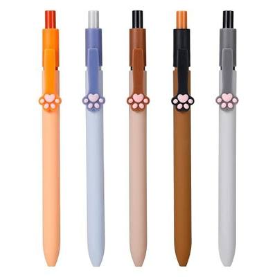 SIIXU 0.5 mm Black Gel Ink Pen, Cute Cat Paws Ballpoint Pen, 5-Pack (5)