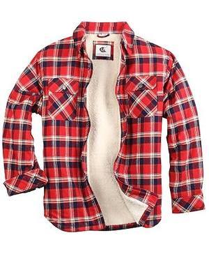 COEVALS CLUB Men's Flannel Fleece Sherpa Quilted Lined Plaid Snap Work Shirt Jacket/Hooded