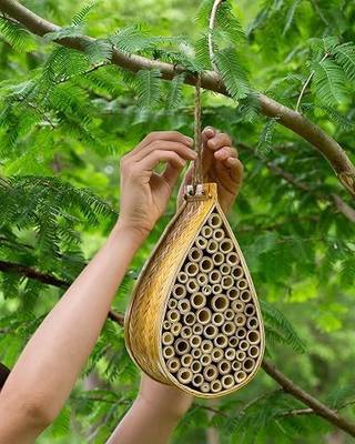 SunVara Mason Bee House for Pollinator Bees Gardering Gifts Bee Hotel
