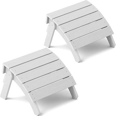 YEFU Folding Adirondack Ottoman Outdoor Set of 2, White | Fade and Rust Resistant Footstool for Adirondack Chair, All-Weather Foot Rest for Outside Patio Garden Lawn Pool Backyard