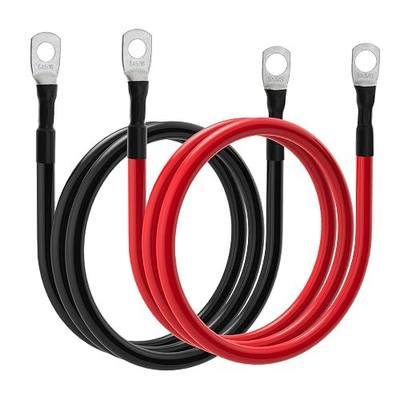6 AWG Battery Cables 6 Gauge Power Inverter Cables with 3/8 Inch and 5/16 Inch Lugs Each End for Solar Marine RV Car SUV Truck Tractor Motorcycle 2pcs (2FT, 6 AWG)