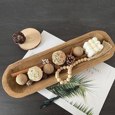 Wooden Dough Bowls Decorative,Rustic Bread Long Bowls Decor Wood Tray, Hand Carved For Table Centerpiece Decor, Home Decor (20 * 6 * 2 inch Brown)