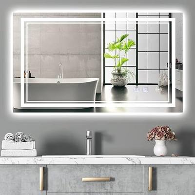 LED Bathroom Mirror with Dimmable Backlight Induction Light Anti-Fog Makeup Mirror Wall Mounted (Horizontal/Vertical) (60 x 28 Inch)
