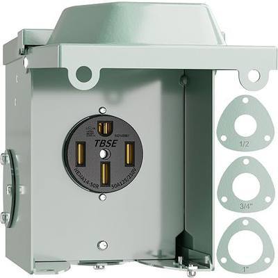 BEBOBLY 50 Amp RV Power Outlet Box, 125/250 Volt NEMA 14-50R Outlet, Lockable Enclosed Outdoor Plug, Electrical Receptacle Panel, Weatherproof Temporary Hookup for RV Camper Car Travel Generator