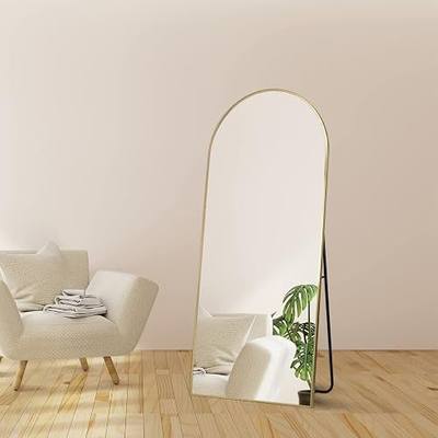 Arched Full Length Mirror with Stand, 71''x32'', Large Gold Floor for Bedroom, Free Standing, Leaning Against Wall Or Mounted, Tall Big Body 71x32-arched-gold