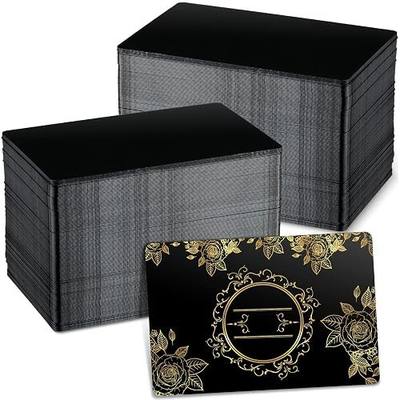 Marspark 300 Pcs Metal Engraving Blanks Multipurpose Aluminum Sheet Metal Business Card Blanks Tags for Cnc Engraver Laser Engraving DIY Gift Cards, Thickness 0.21 Mm/ 0.01 Inch(Black)