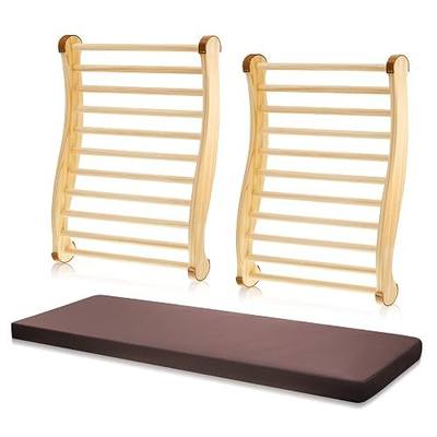 Taiyin 2 Pcs S Shape Wood Cedar Sauna Backrest Waterproof Seat Cushion Sauna Accessories for Infrared Resting(Coffee Seat)