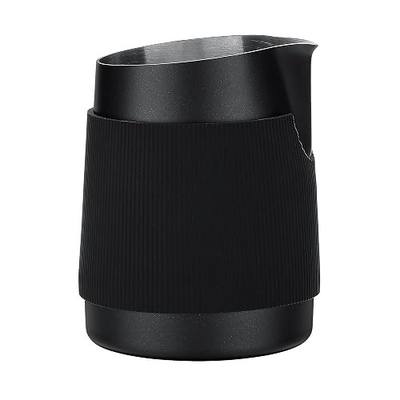 Normcore Handleless Milk Frothing Jug, Milk Pitcher 15.2 oz, Milk Frother Steamer Cup Stainless Steel Espresso Cup, Sharp Spout, Black, 450 ml