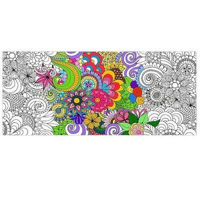 Dvbonike Jumbo Mandala Coloring Poster Giant Flower DIY Drawing Paper Craft | Art Blank Banner, 55.1 x 23.6 Inch, Color-in Table Cover, Wall Decoration, School Group Activity, for Kids, Party Supplies