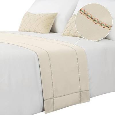 Bed Runner, Beige, Bed Throws for Foot of Bed, 260 x 50 cm | Bed Throws for Foot of Bed, Bedding Scarves Decorations, For Bedroom Hotel Wedding Room Bed Runner