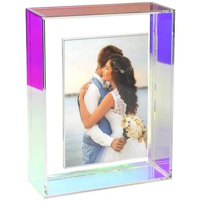 8.5 x 11 Acrylic Picture Frame Neon Floating Photo Frame of Wall Mount Desk Tabletop for Certificate Diploma Document Award Degree, Iridescent