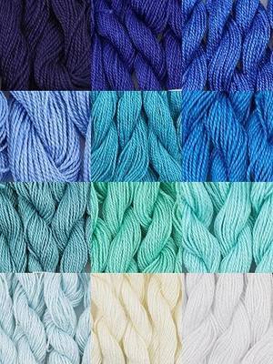 KCS 328 Yards(300 Meters) Mercerized Pearl Cotton Crochet Needlepoint Thread,Size 5, 12 skeins,Mixed Color 03